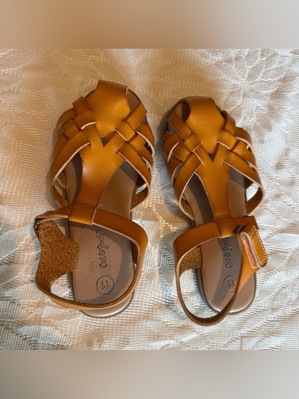 Cat & Jack Braided Tan Leather Sandals size 11